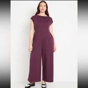 OLD NAVY Ponte-Knit Jumpsuit BURGUNDY NWT SIZE M